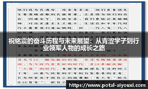 祝铭震的奋斗历程与未来展望：从青涩学子到行业领军人物的成长之路