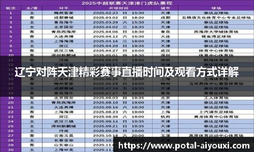 辽宁对阵天津精彩赛事直播时间及观看方式详解